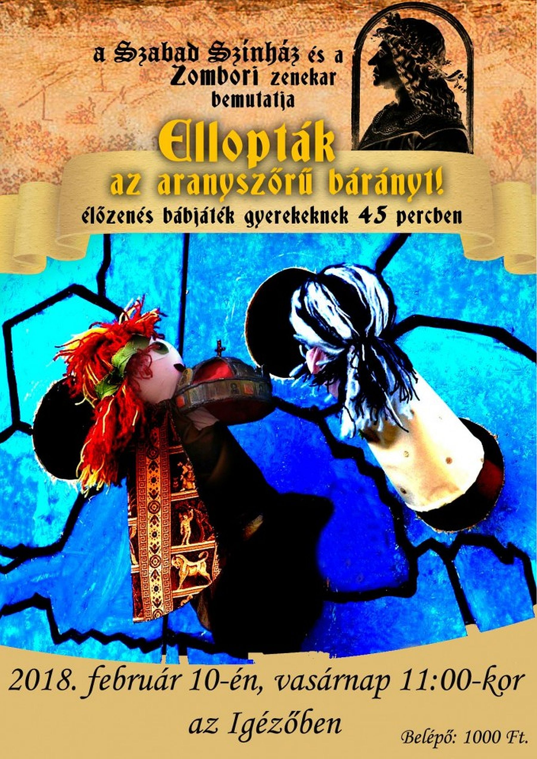 „Ellopták az aranyszőrű bárányt” - a Szabad Színház zenés bábjátéka vasárnap az Igézőben